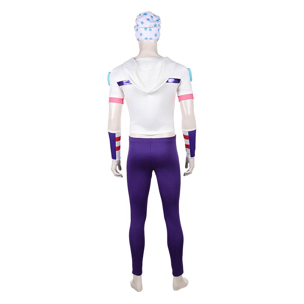 Cosplay Costume Johnny Joestar JJBA 7(2026) Anime Cosplay Tenue Blanche et Violette Homme