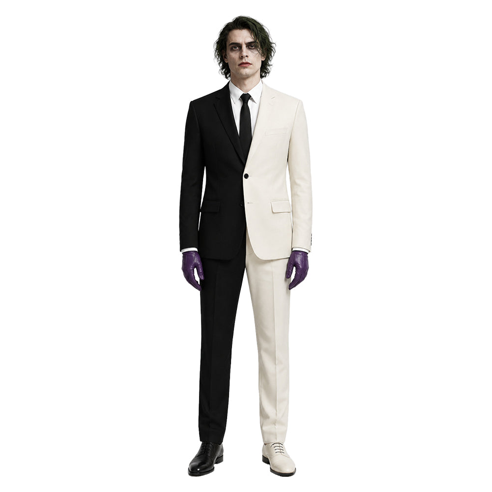  Cosplay Costume Joker Batman Film Cosplay Tenue Noire et Blanche Homme