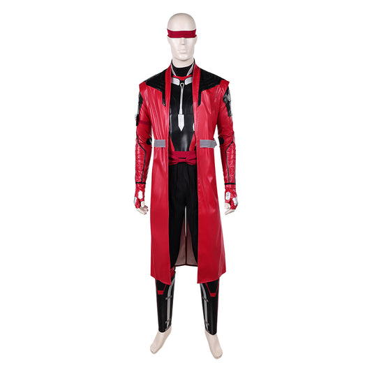 Cosplay Costume Kenshi Takahashi Mortal Kombat 2(2026) Film Cosplay Tenue Rouge et Noire de Cuir Homme
