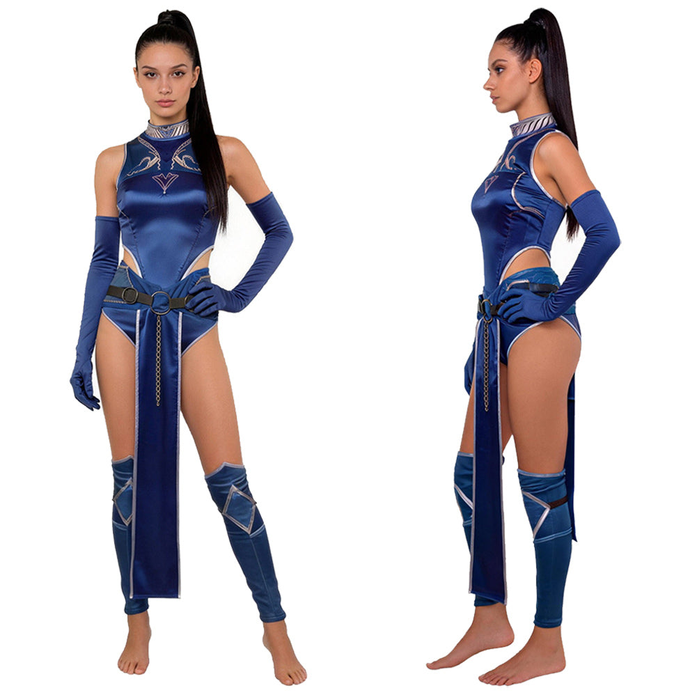 Cosplay Costume Kitana Mortal Kombat 2(2026) Film Cosplay Combinaison Bleue Femme Ver.2