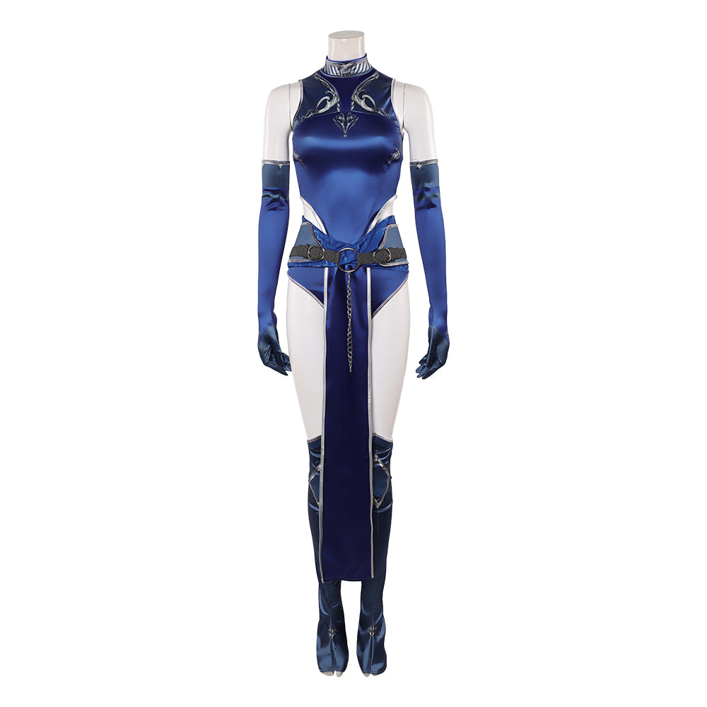 Cosplay Costume Kitana Mortal Kombat Film Cosplay Tenue Bleue Femme