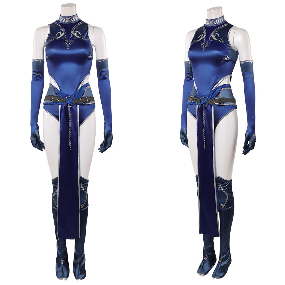Cosplay Costume Kitana Mortal Kombat Film Cosplay Tenue Bleue Femme
