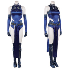 Cosplay Costume Kitana Mortal Kombat Film Cosplay Tenue Bleue Femme