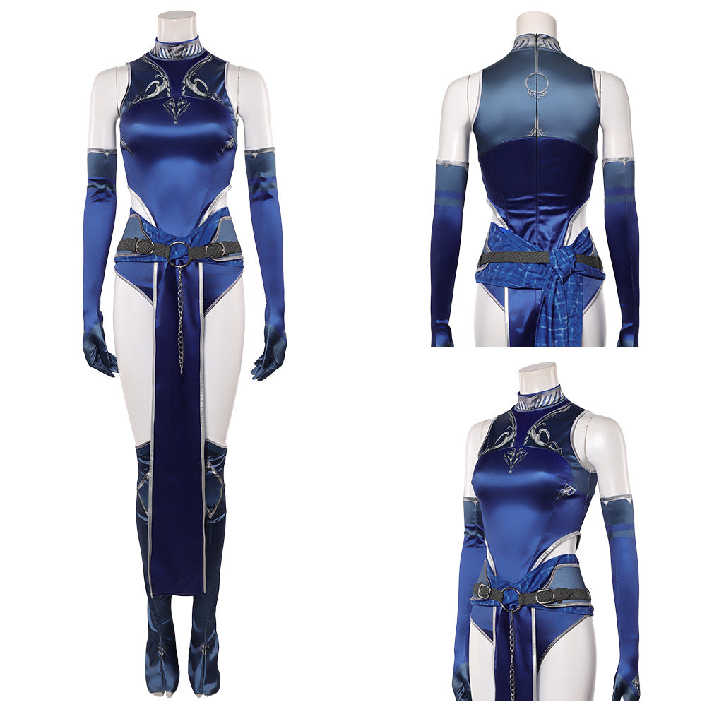 Cosplay Costume Kitana Mortal Kombat Film Cosplay Tenue Bleue Femme