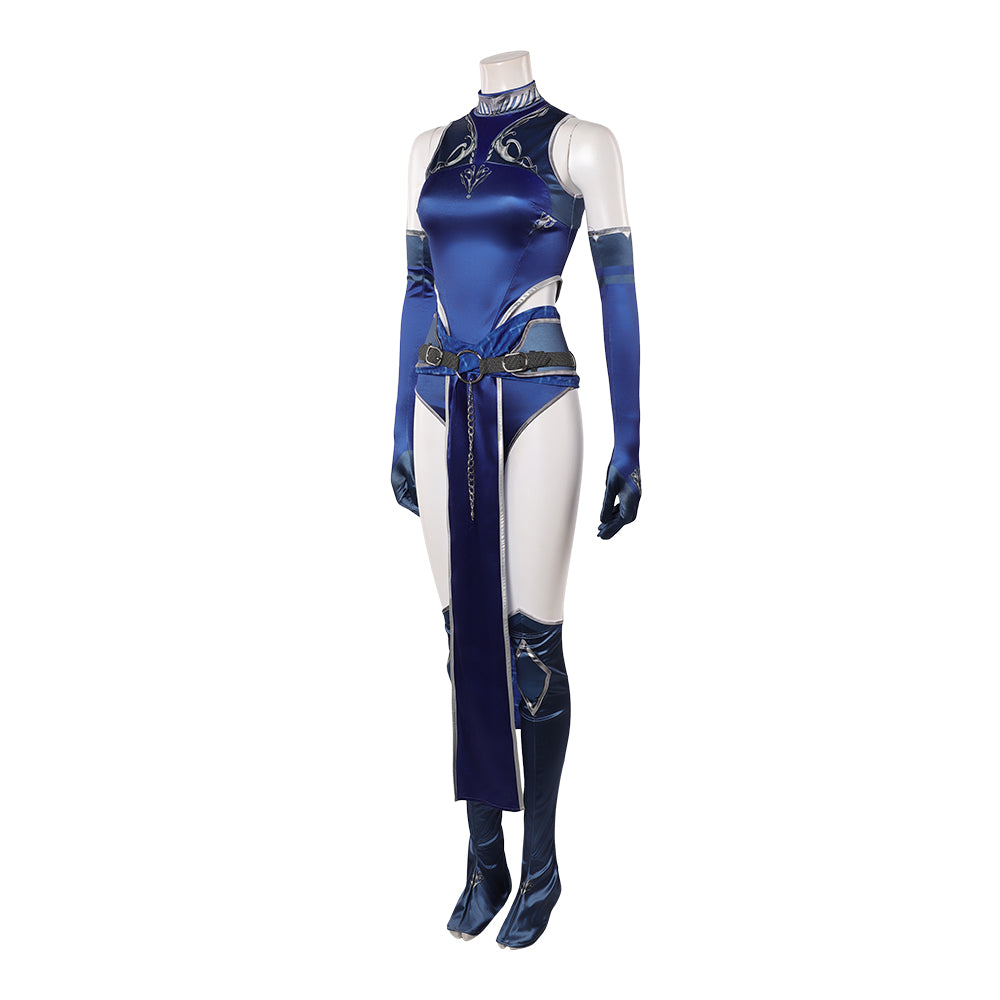 Cosplay Costume Kitana Mortal Kombat Film Cosplay Tenue Bleue Femme