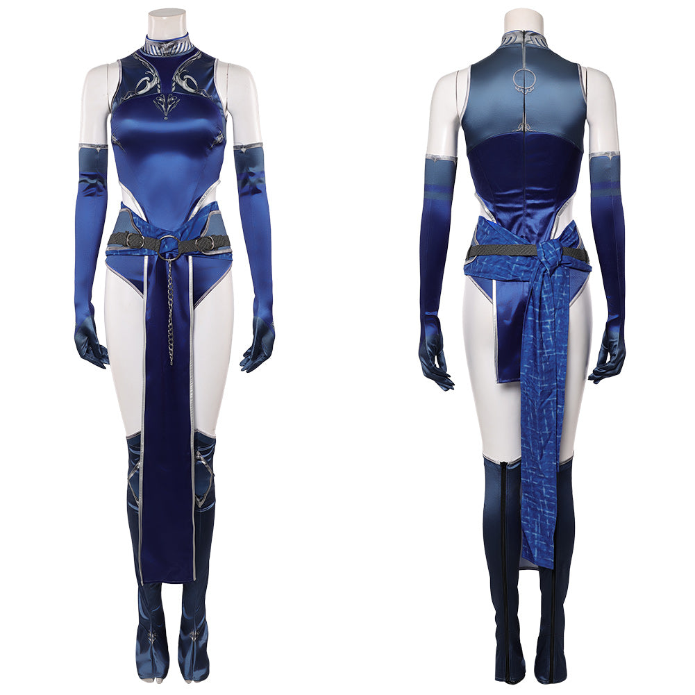 Cosplay Costume Kitana Mortal Kombat Film Cosplay Tenue Bleue Femme