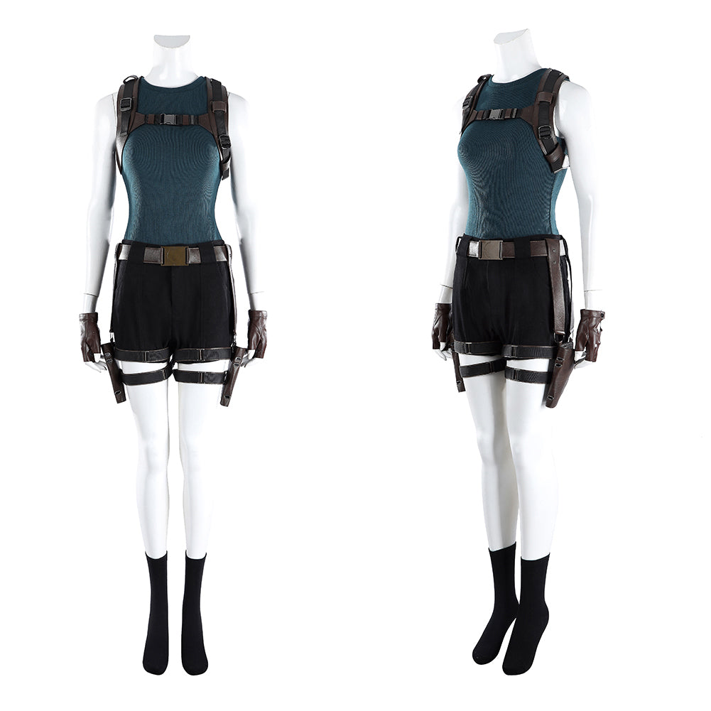 Cosplay Costume Lara Croft Tomb Raider Live Action(2026) TV Cosplay Tenue Noire et Bleue Femme