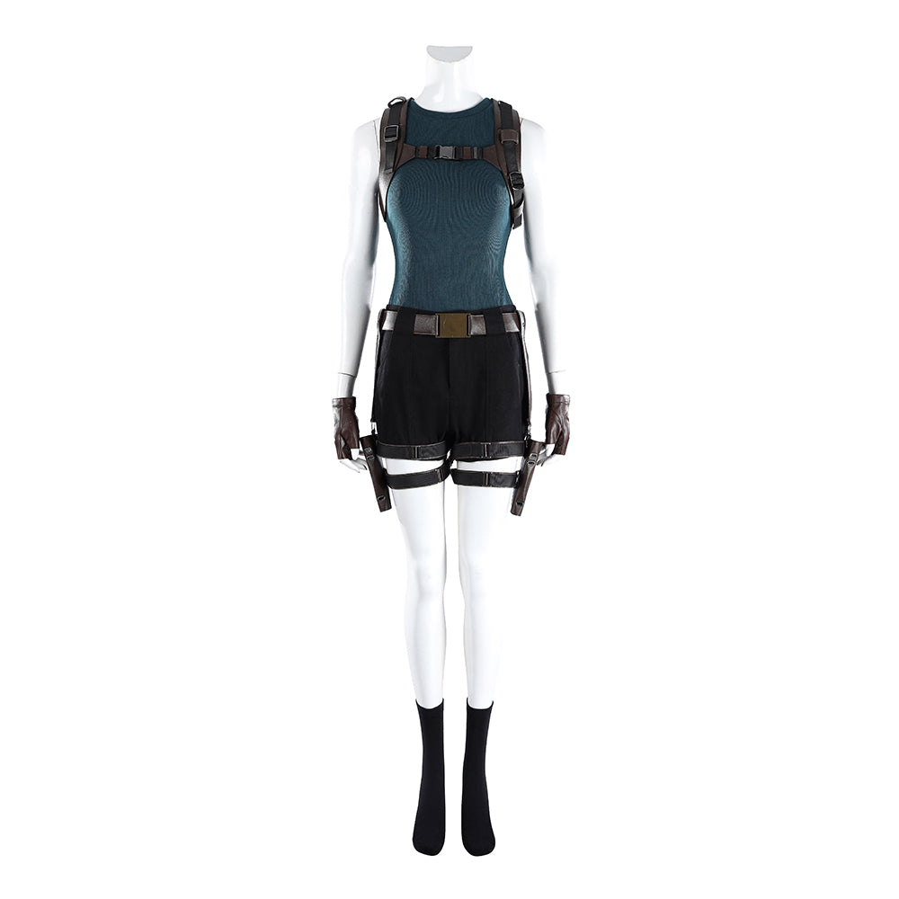 Cosplay Costume Lara Croft Tomb Raider Live Action(2026) TV Cosplay Tenue Noire et Bleue Femme
