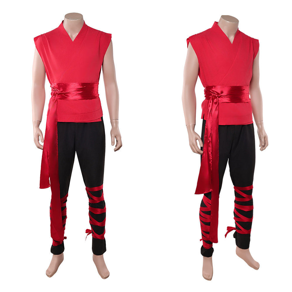 Cosplay Costume Liu Kang Mortal Kombat 2(2026) Film Cosplay Haut Rouge Pantalon Noir Homme