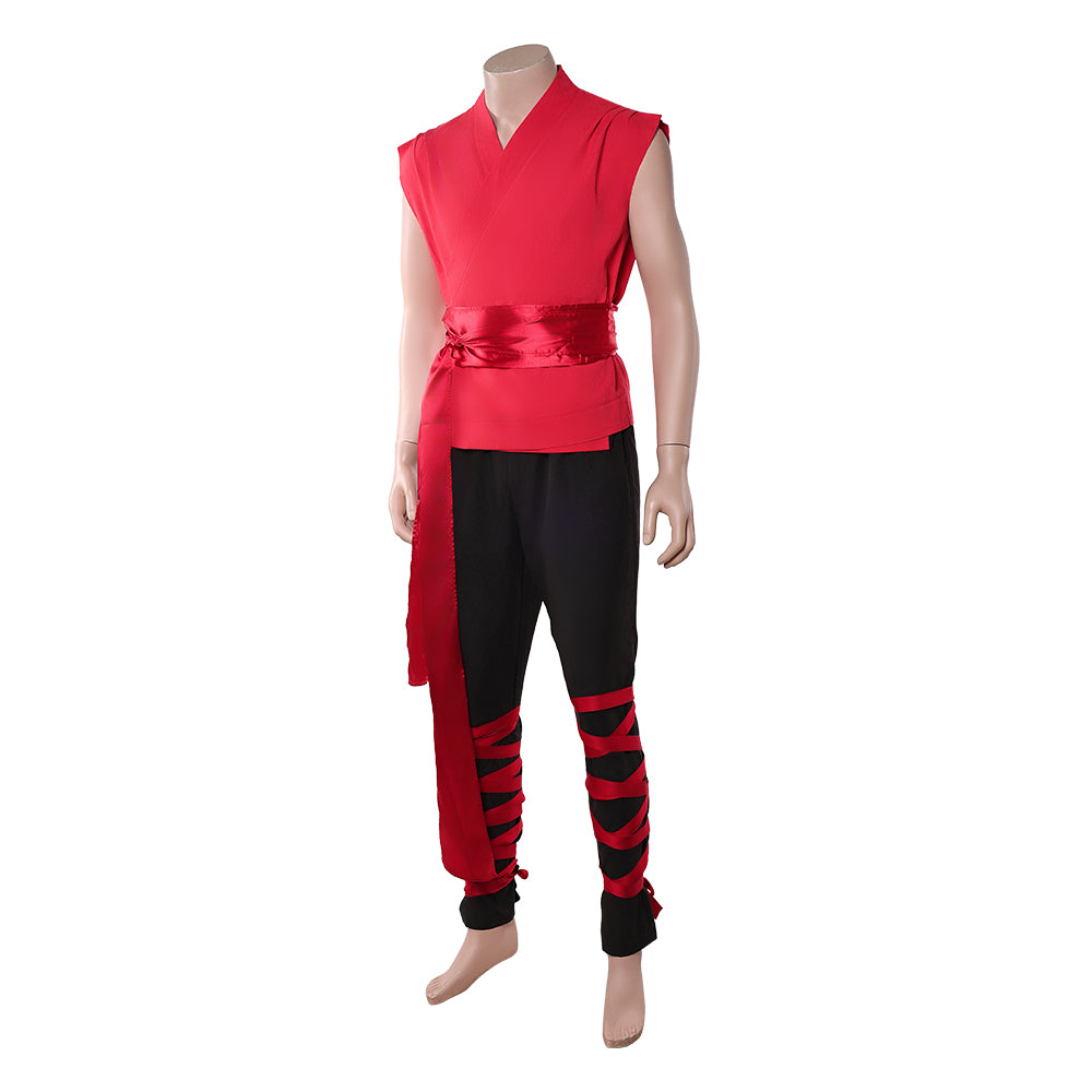 Cosplay Costume Liu Kang Mortal Kombat 2(2026) Film Cosplay Haut Rouge Pantalon Noir Homme