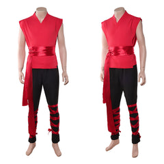 Cosplay Costume Liu Kang Mortal Kombat 2(2026) Film Cosplay Haut Rouge Pantalon Noir Homme