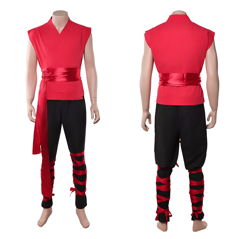 Cosplay Costume Liu Kang Mortal Kombat 2(2026) Film Cosplay Haut Rouge Pantalon Noir Homme