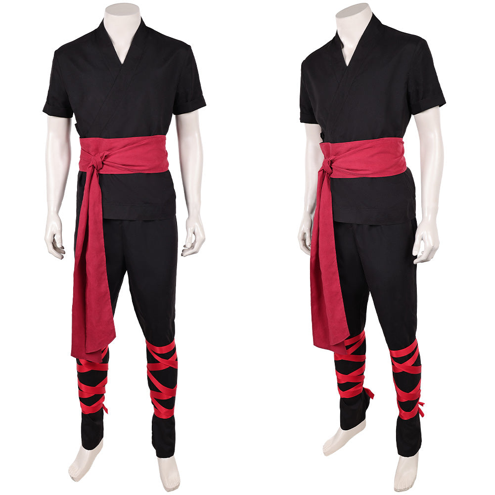 Cosplay Costume Liu Kang Mortal Kombat 2(2026) Film Cosplay Tenue Noire et Rouge Homme