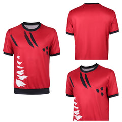 Cosplay Costume Luffy One Piece Live Action 2(2026) TV Cosplay T-shirt Rouge et Noire Homme
