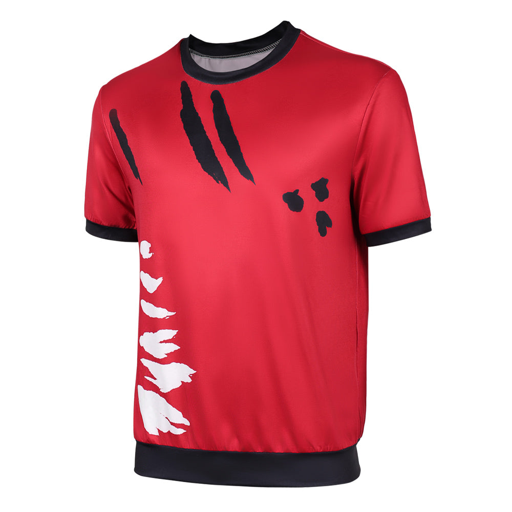Cosplay Costume Luffy One Piece Live Action 2(2026) TV Cosplay T-shirt Rouge et Noire Homme