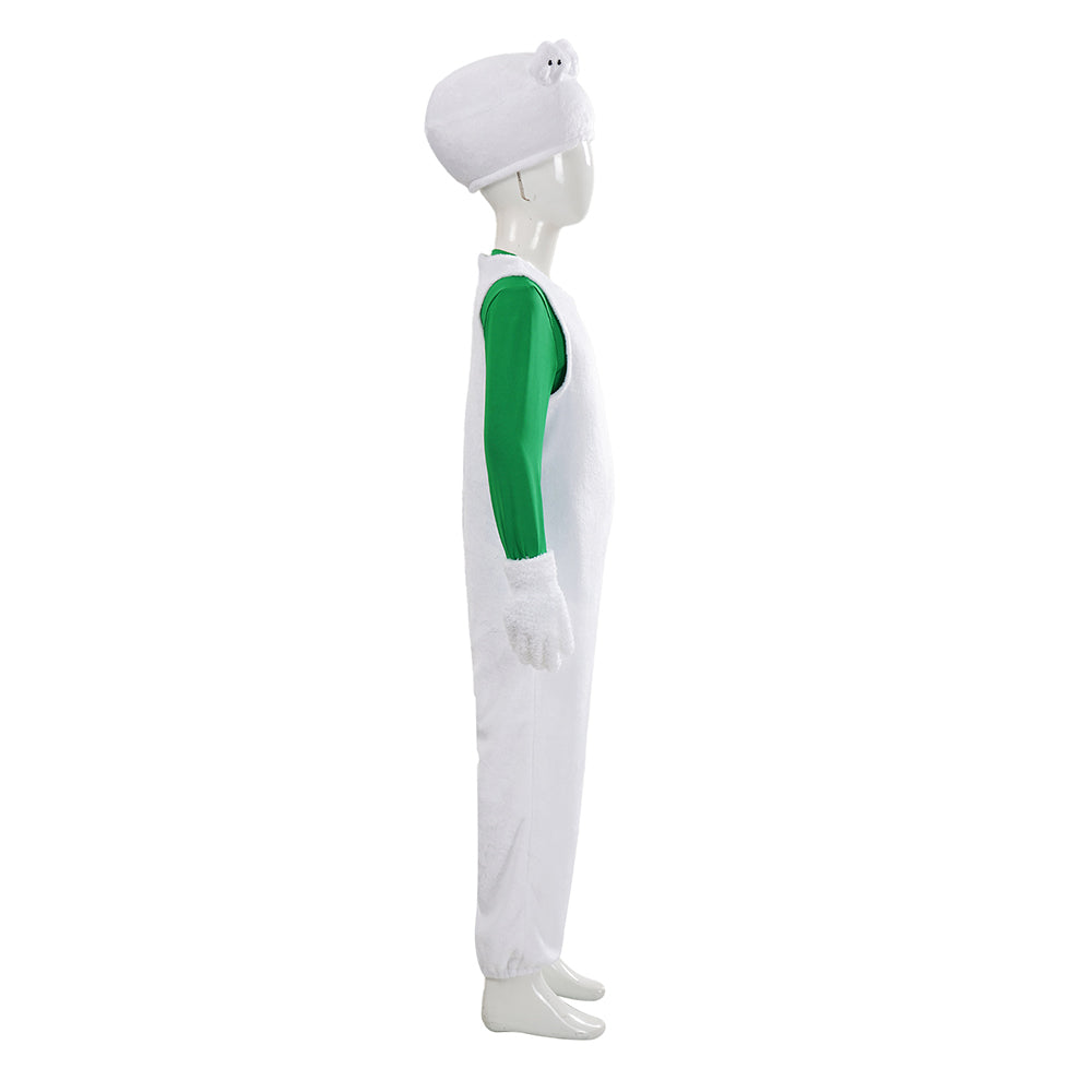 Cosplay Costume Luigi The Super Mario Galaxy Movie(2026) Film Cosplay Tenue Blanche et Verte Enfant