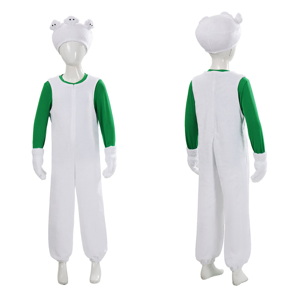 Cosplay Costume Luigi The Super Mario Galaxy Movie(2026) Film Cosplay Tenue Blanche et Verte Enfant