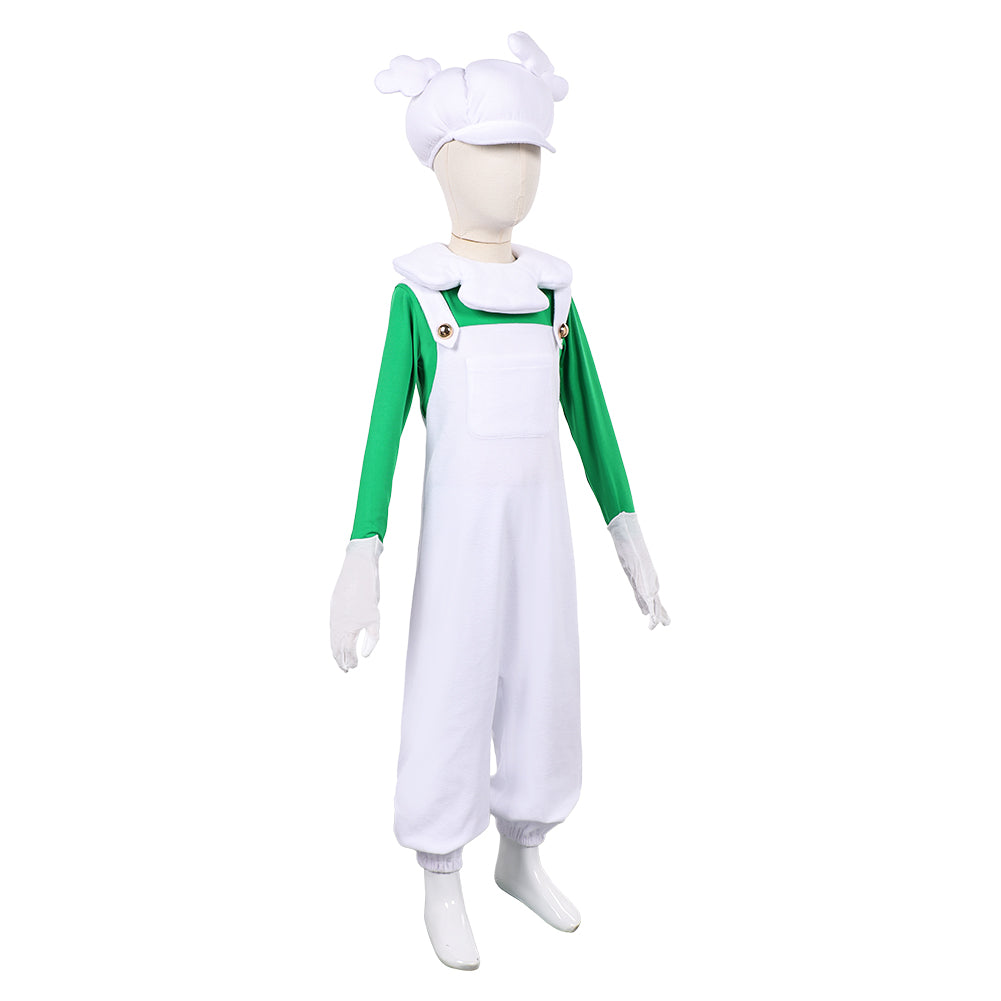 Cosplay Costume Luigi The Super Mario Galaxy Movie(2026) Film Cosplay Tenue Verte et Blanche Enfant