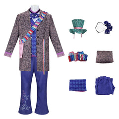 Cosplay Costume Mad Hatter Alice au Pays des Merveilles Film Cosplay Tenue Bleue Homme