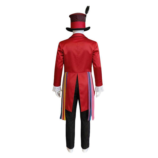Cosplay Costume Mad Hatter Alice au Pays des Merveilles Film Cosplay Tenue Rouge Homme