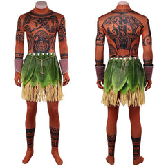 Cosplay Costume Maui Vaiana La Légende du Bout du Monde(2026) Film Cosplay Combinaison Imprimée Tatouage+Tablier Homme