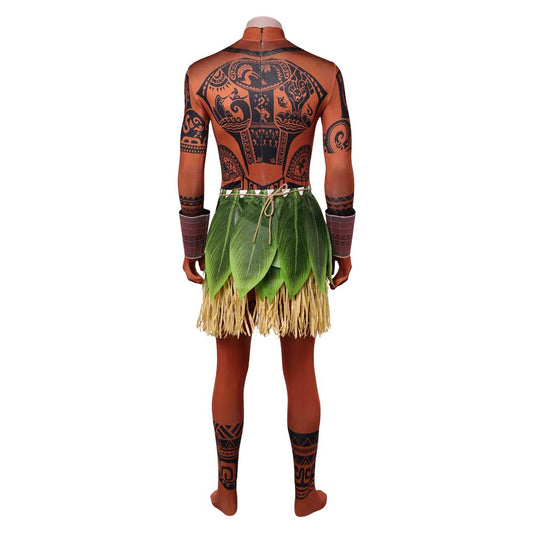 Cosplay Costume Maui Vaiana La Légende du Bout du Monde(2026) Film Cosplay Combinaison Imprimée Tatouage+Tablier Homme