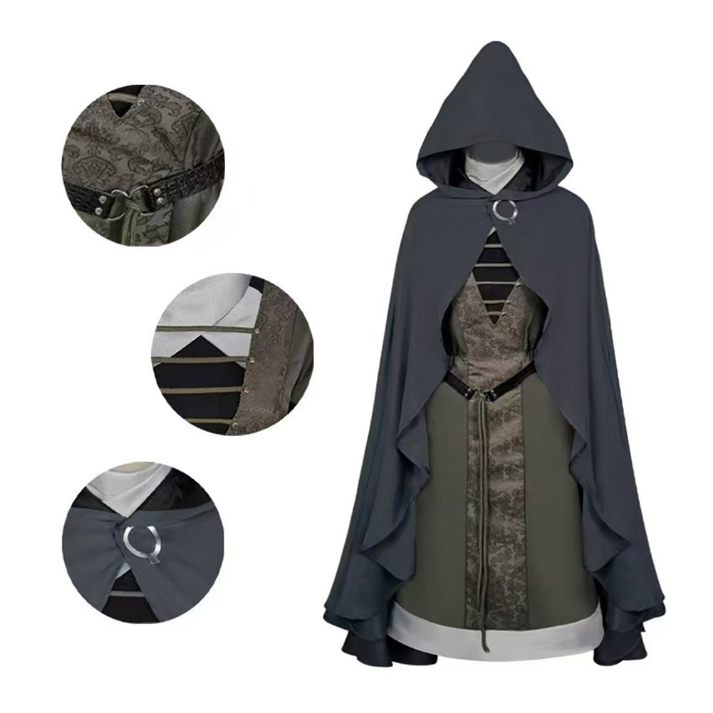 Cosplay Costume Melina Elden Ring Jeu Cosplay Tenue Verte et Noire Femme