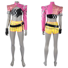 Cosplay Costume Mina Key Dead by Daylight Jeu Cosplay Tenue Jaune et Rose Femme
