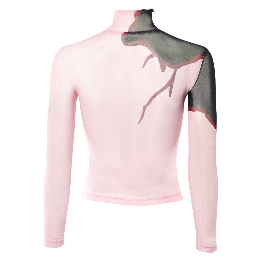 Cosplay Costume Mizi Zombie Stage AU Alien Stage(2026) TV Cosplay Haut à Motif Tatouage Rose
