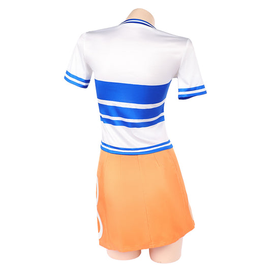 Cosplay Costume Nami Anniversaire One Piece Anime Cosplay Tenue Blanche et Orange Femme