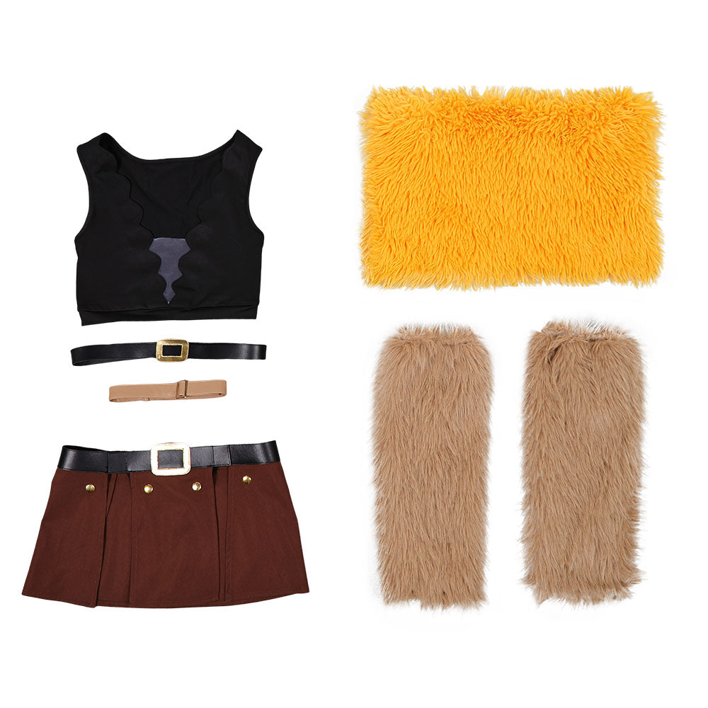 Cosplay Costume Nami One Piece Live Action 2(2026) TV Cosplay Tenue Noire et Brune avec Châle Jaune Femme