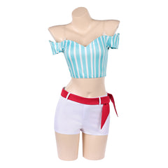 Cosplay Costume Nami One Piece Whole Cake Island Arc Anime Cosplay Tenue Bleue et Blanche Femme