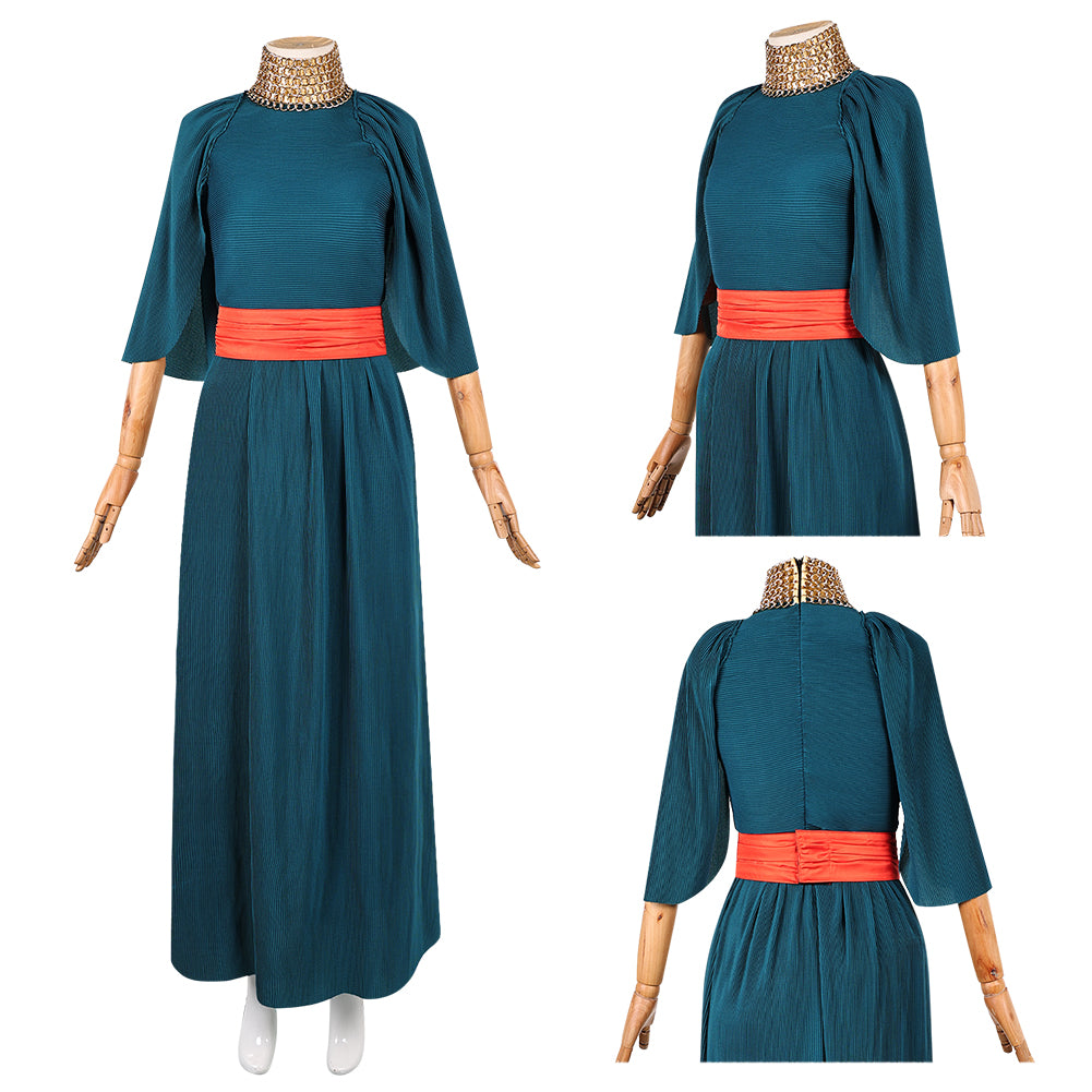 Cosplay Costume Penelope The Odyssey(2026) Film Cosplay Robe Bleue+Ceinture Rouge Femme