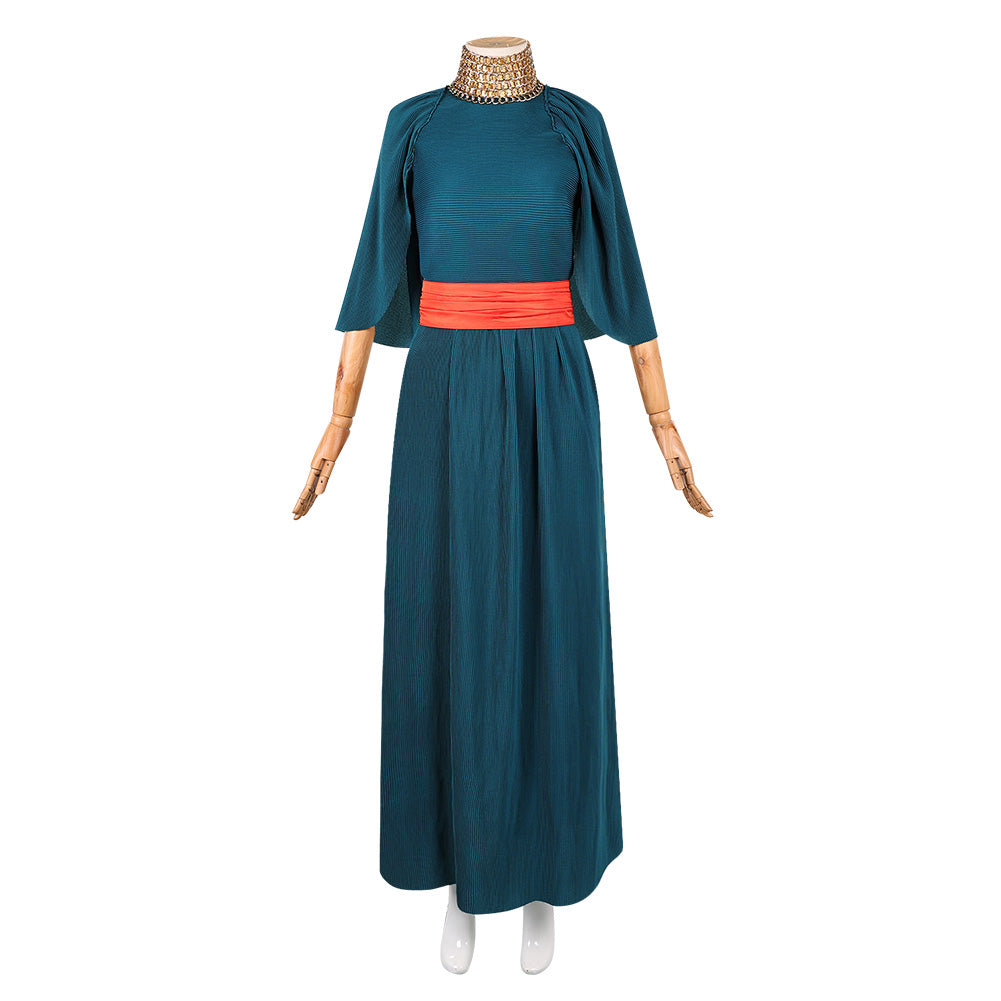 Cosplay Costume Penelope The Odyssey(2026) Film Cosplay Robe Bleue+Ceinture Rouge Femme