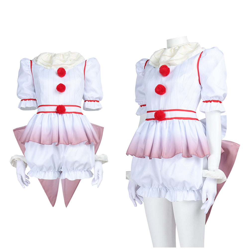 Cosplay Costume Pennywise It Film Cosplay Tenue Blanche Femme