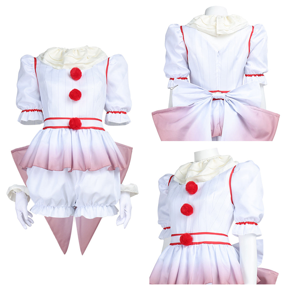 Cosplay Costume Pennywise It Film Cosplay Tenue Blanche Femme
