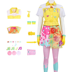 Cosplay Costume Poppy Pipopapo Kamen Rider TV Cosplay Tenue Jaune et Rose Femme