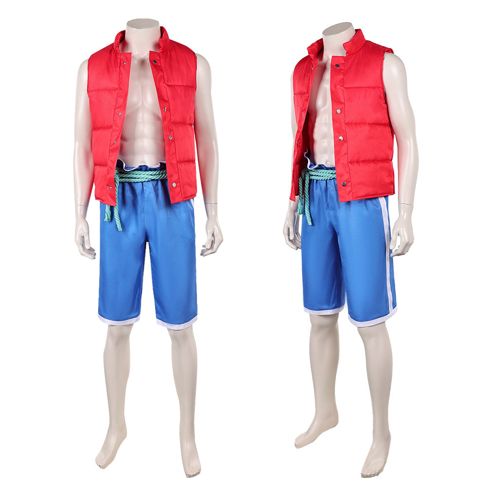 Cosplay Costume Raww Forgotten Island(2026) Film Cosplay Gilet Rouge+Short Bleu Homme