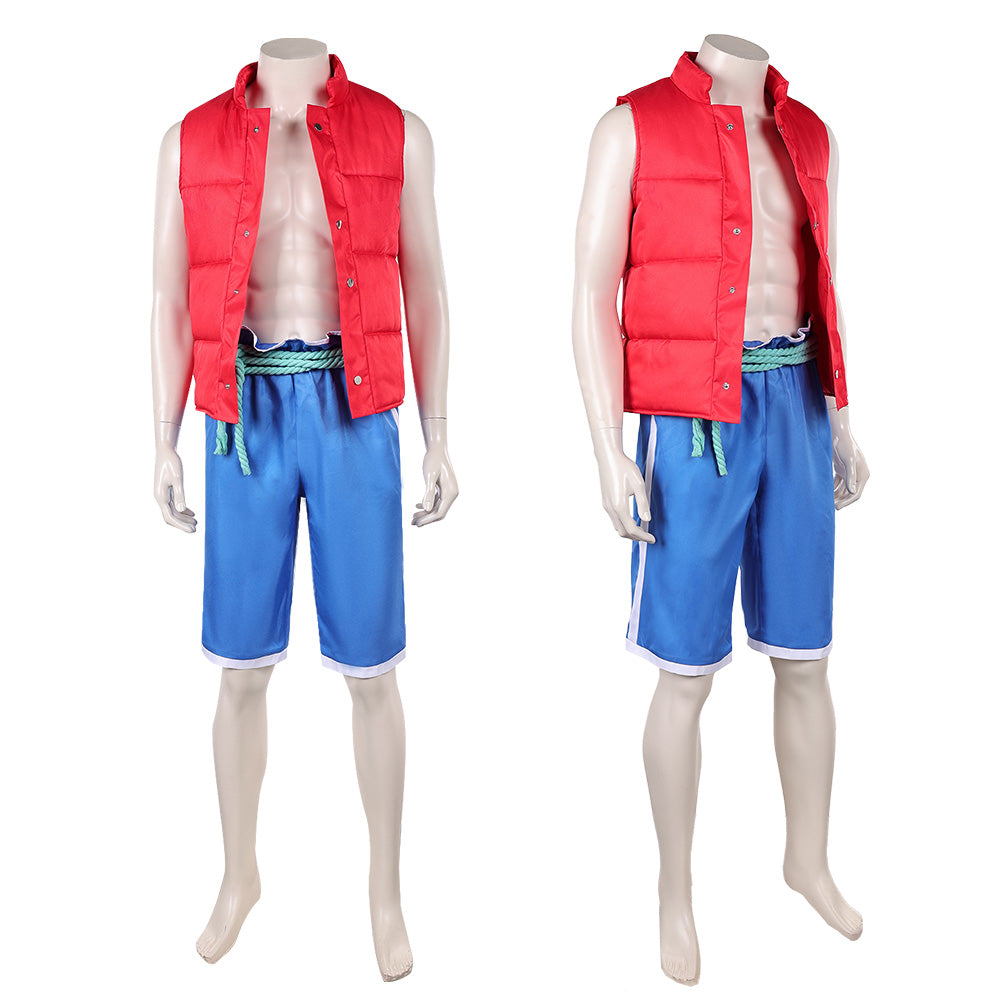 Cosplay Costume Raww Forgotten Island(2026) Film Cosplay Gilet Rouge+Short Bleu Homme
