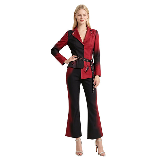 Cosplay Costume Red Descendants: Wicked Wonderland(2026) Film Cosplay Tenue Rouge et Noire Adulte & Enfant