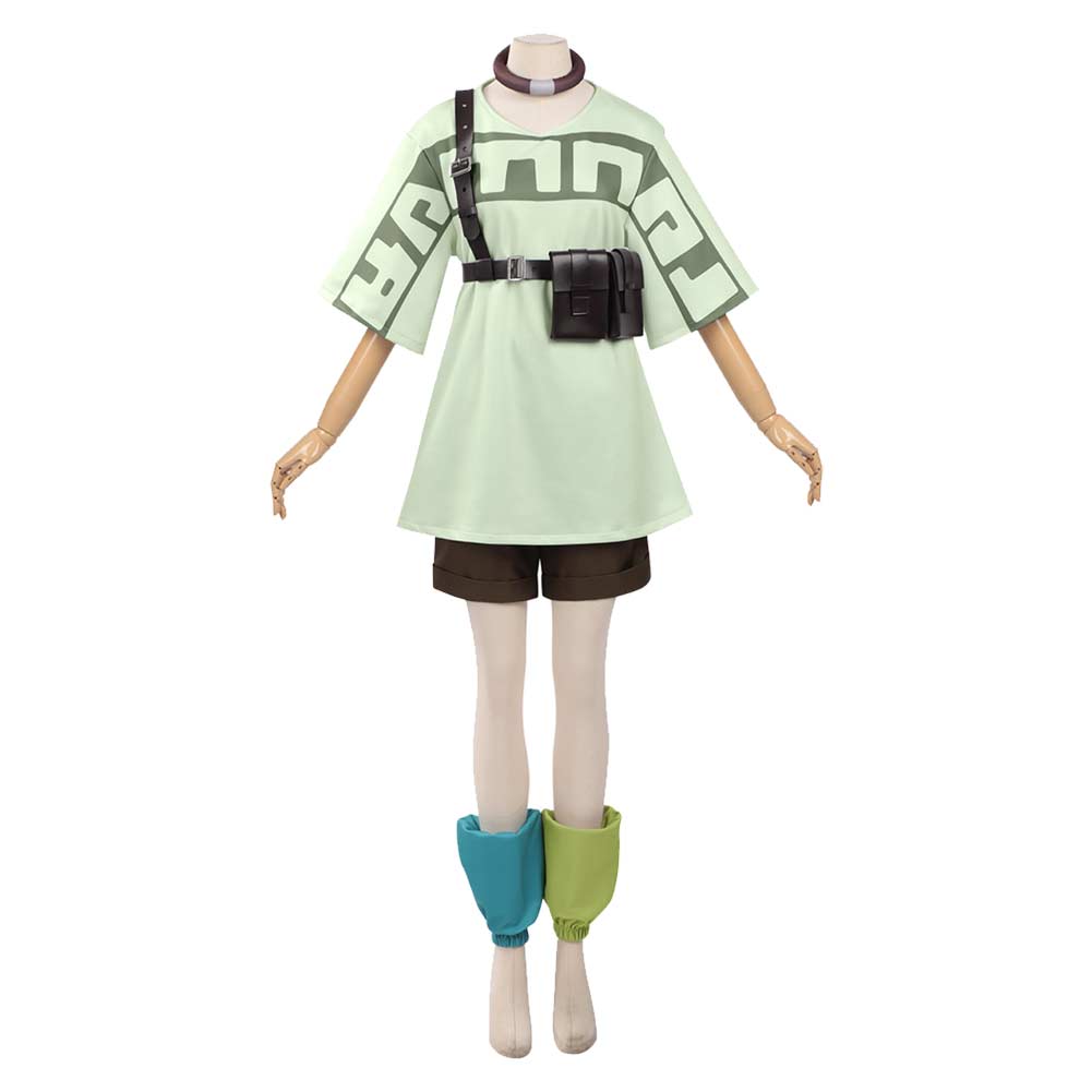 Cosplay Costume Remurin Gachiakuta Anime Tenue Verte et Brune Femme