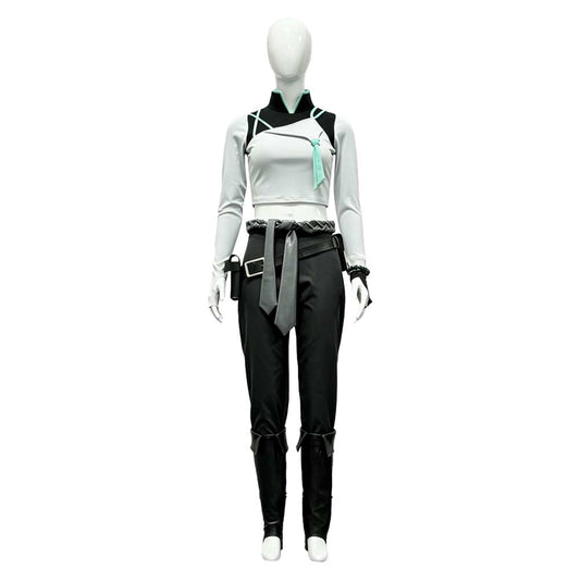 Cosplay Costume Sage Valorant Jeu Cosplay Tenue Blanche et Noire Femme