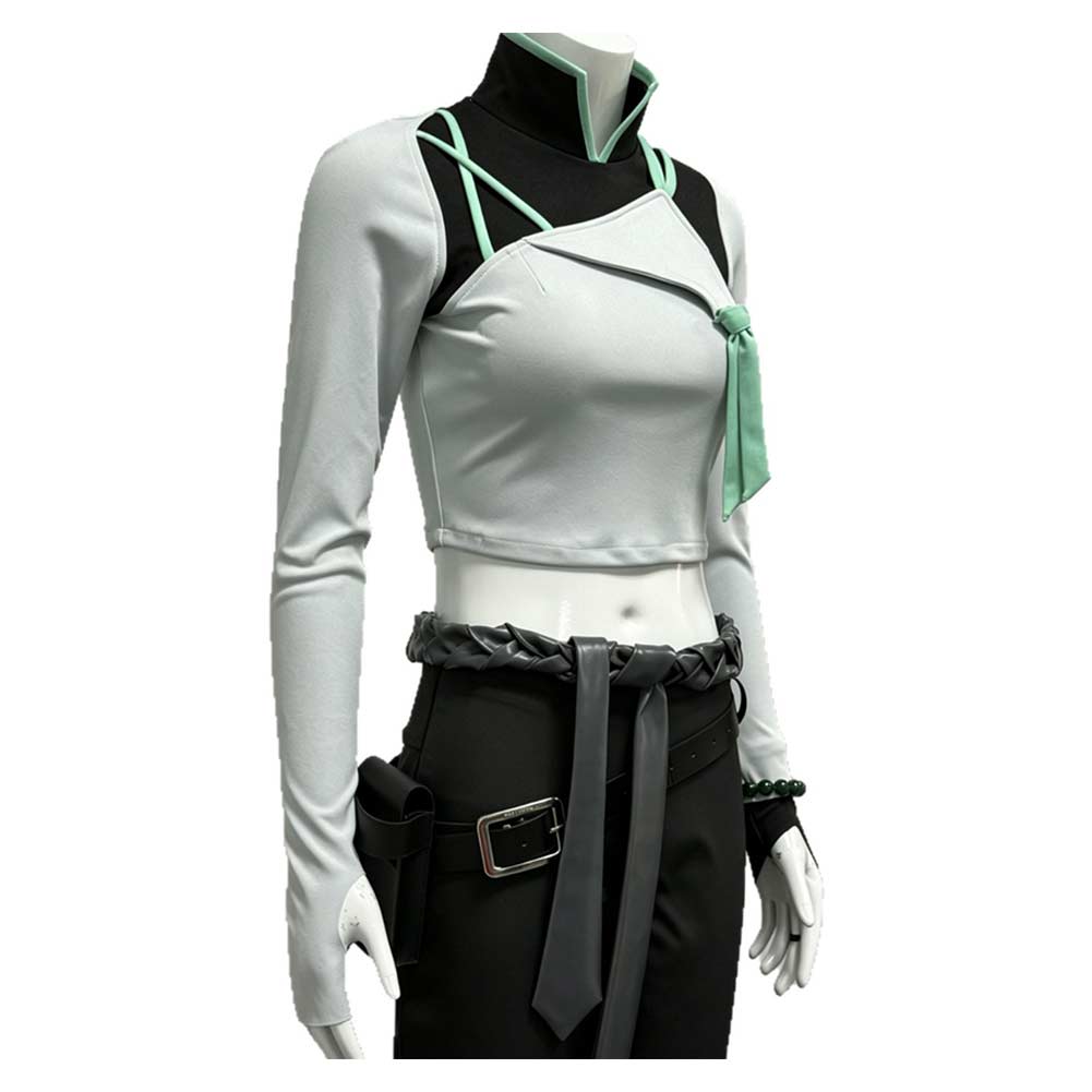 Cosplay Costume Sage Valorant Jeu Cosplay Tenue Blanche et Noire Femme