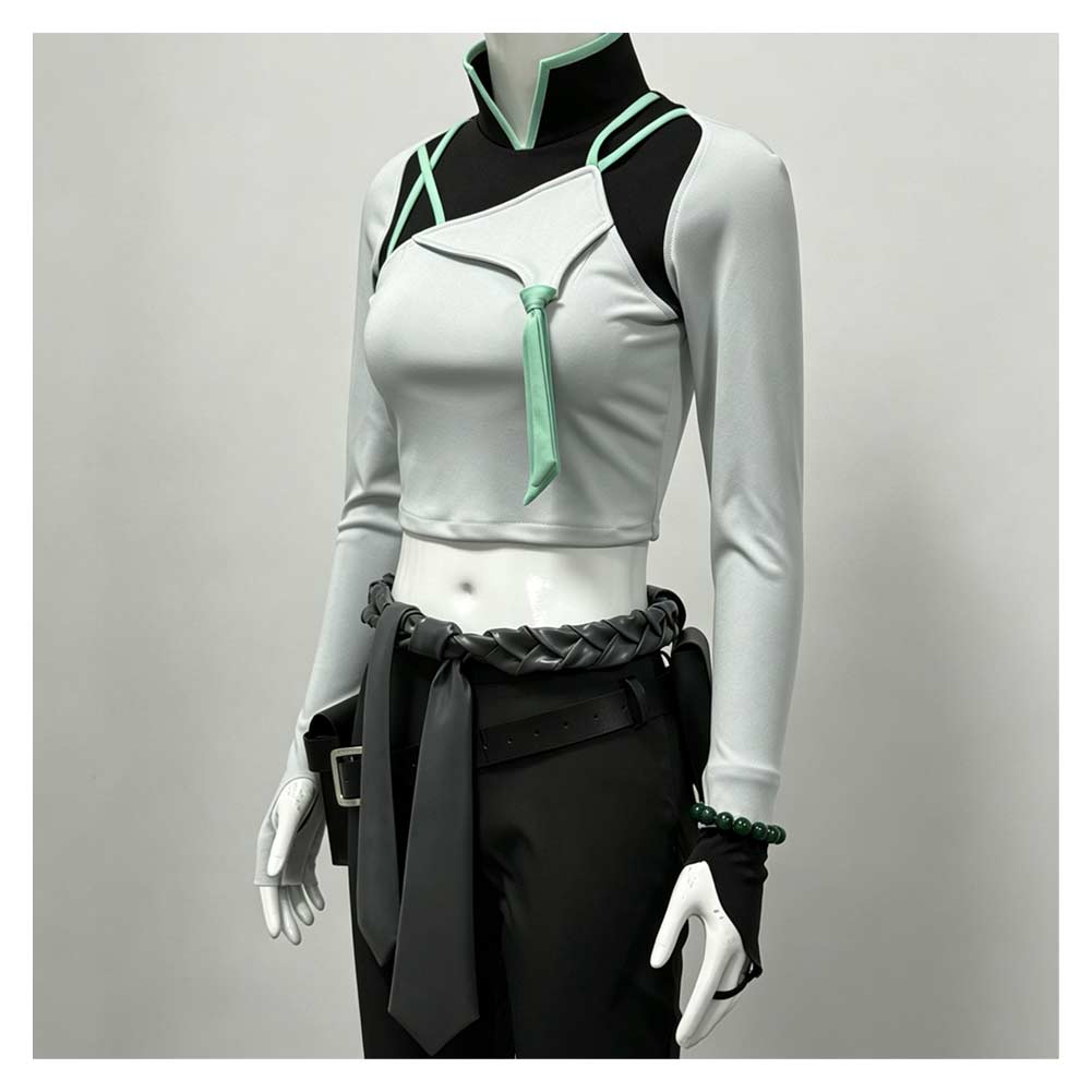 Cosplay Costume Sage Valorant Jeu Cosplay Tenue Blanche et Noire Femme