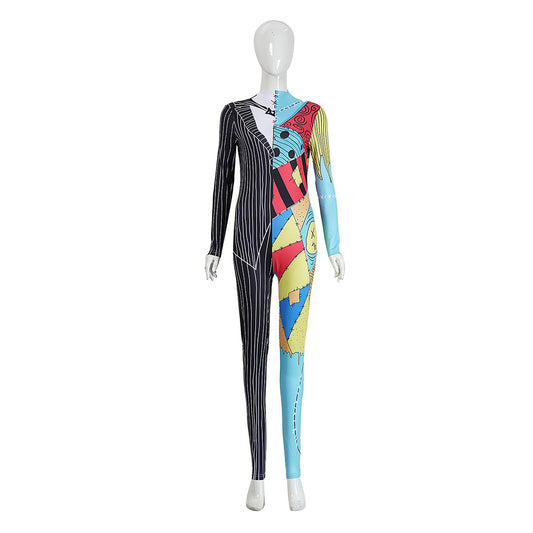 Cosplay Costume Sally The Nightmare Before Christmas(1993) Film Cosplay Combinaison Noire Femme
