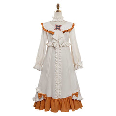 Cosplay Costume Sandrone Genshin Impact Jeu Cosplay Pyjama Beige et Jaune Femme