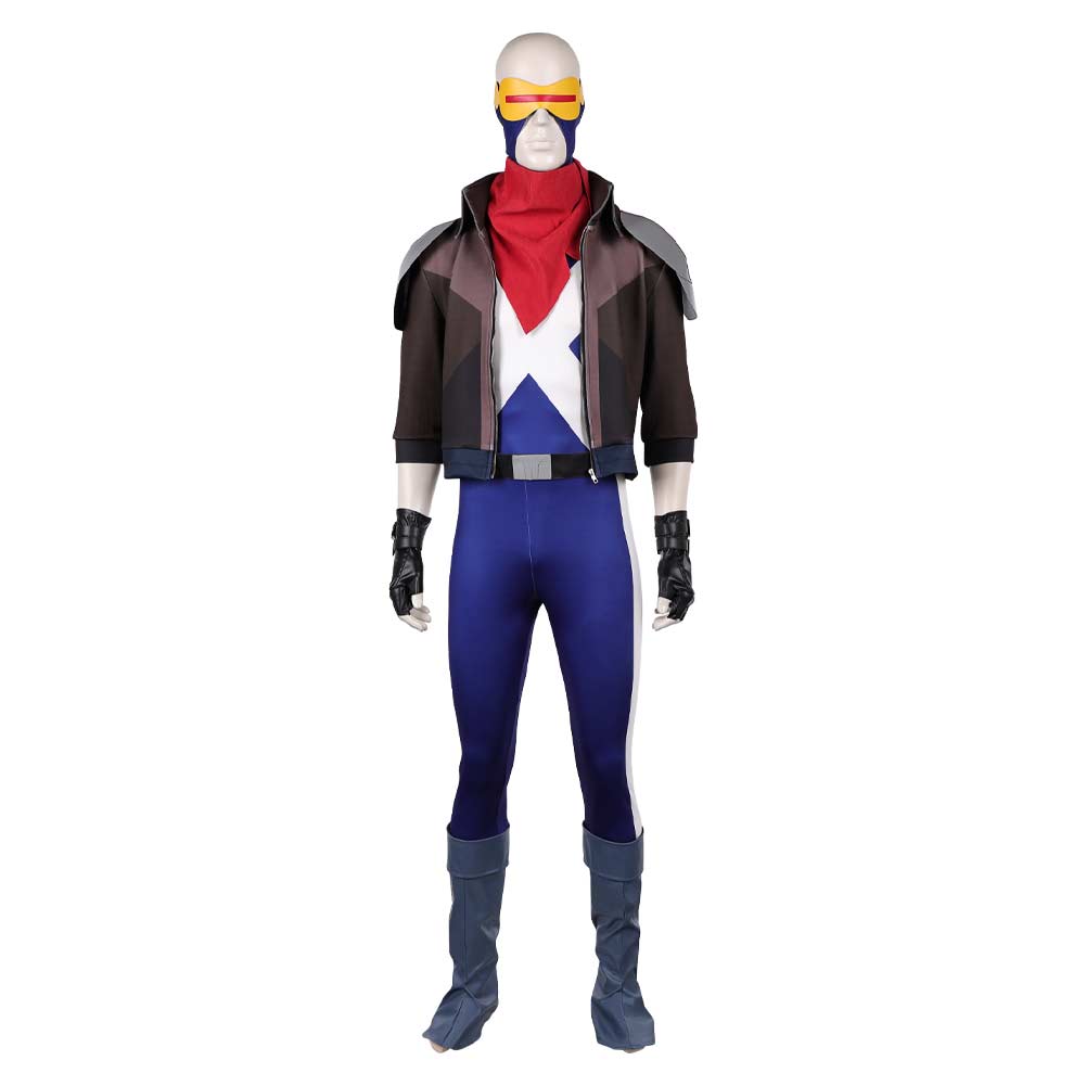 Cosplay Costume Scott Summers X-Men '97 Saison 2(2026) TV Cosplay Combinaison Bleue+Veste Homme