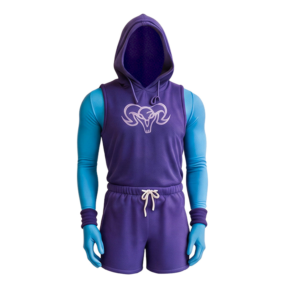 Cosplay Costume Skeleton King Les Maîtres de l'Univers(2026) Film Cosplay Tenue de Sport Violette Homme