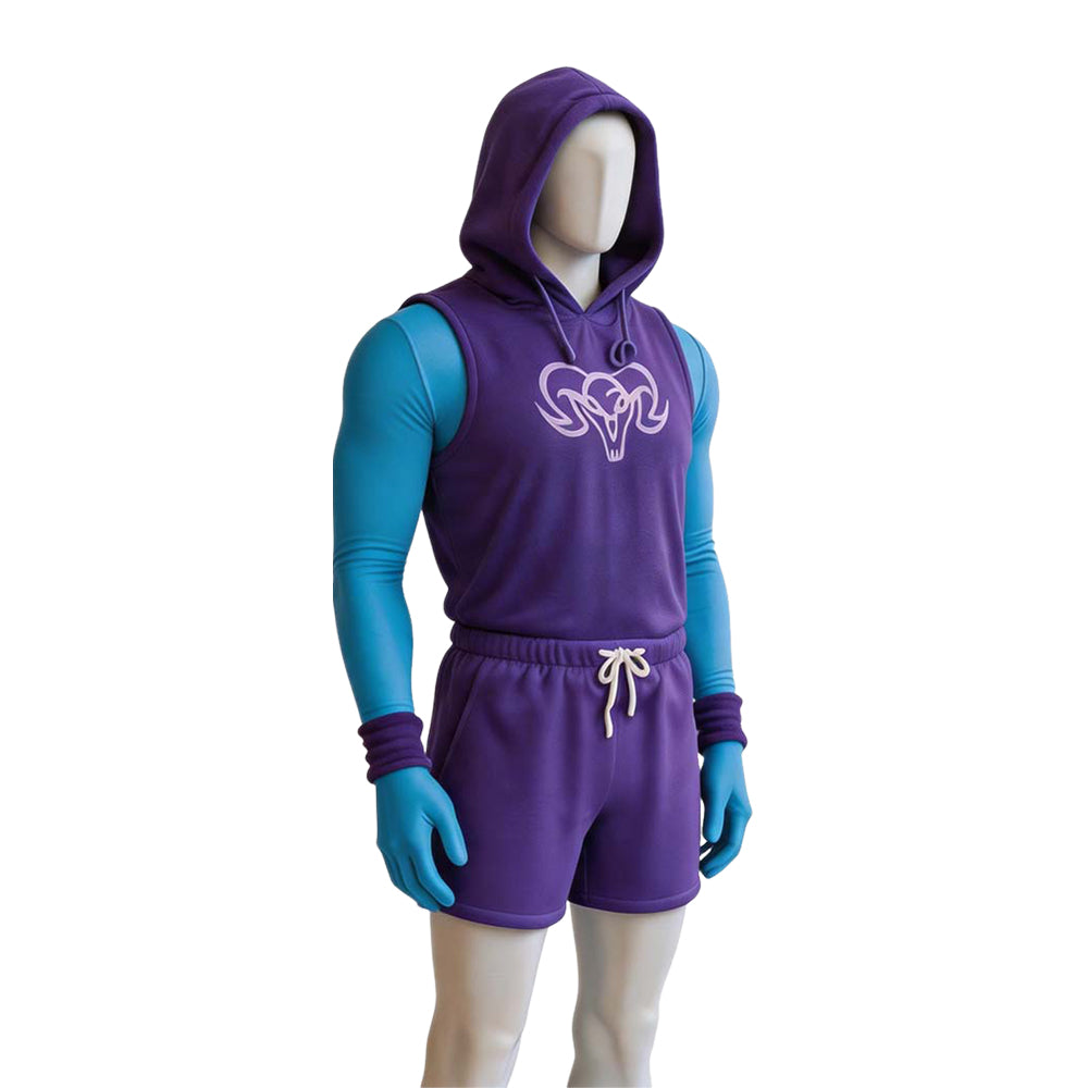 Cosplay Costume Skeleton King Les Maîtres de l'Univers(2026) Film Cosplay Tenue de Sport Violette Homme