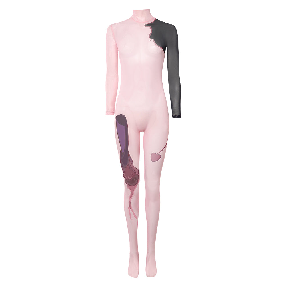 Cosplay Costume Sua Zombie Stage AU Alien Stage(2026) TV Cosplay Combinaison à Motif Tatouage Rose
